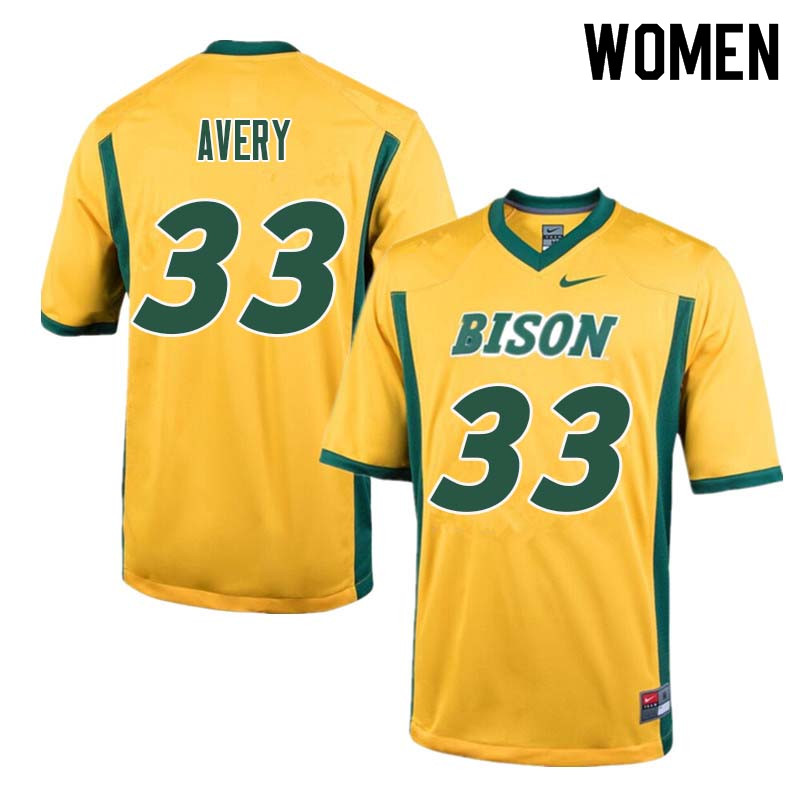 Women #33 Austin Avery North Dakota State Bison College Football Jerseys Sale-Yellow - Click Image to Close